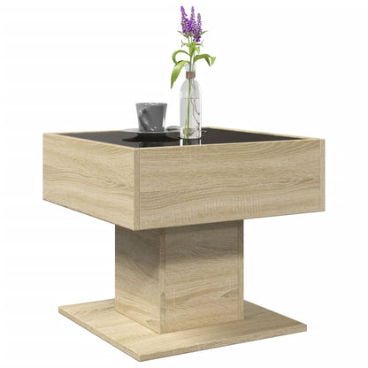 vidaXL LED-Couchtisch Sonoma Eiche 50x50x45 cm Holzwerkstoff