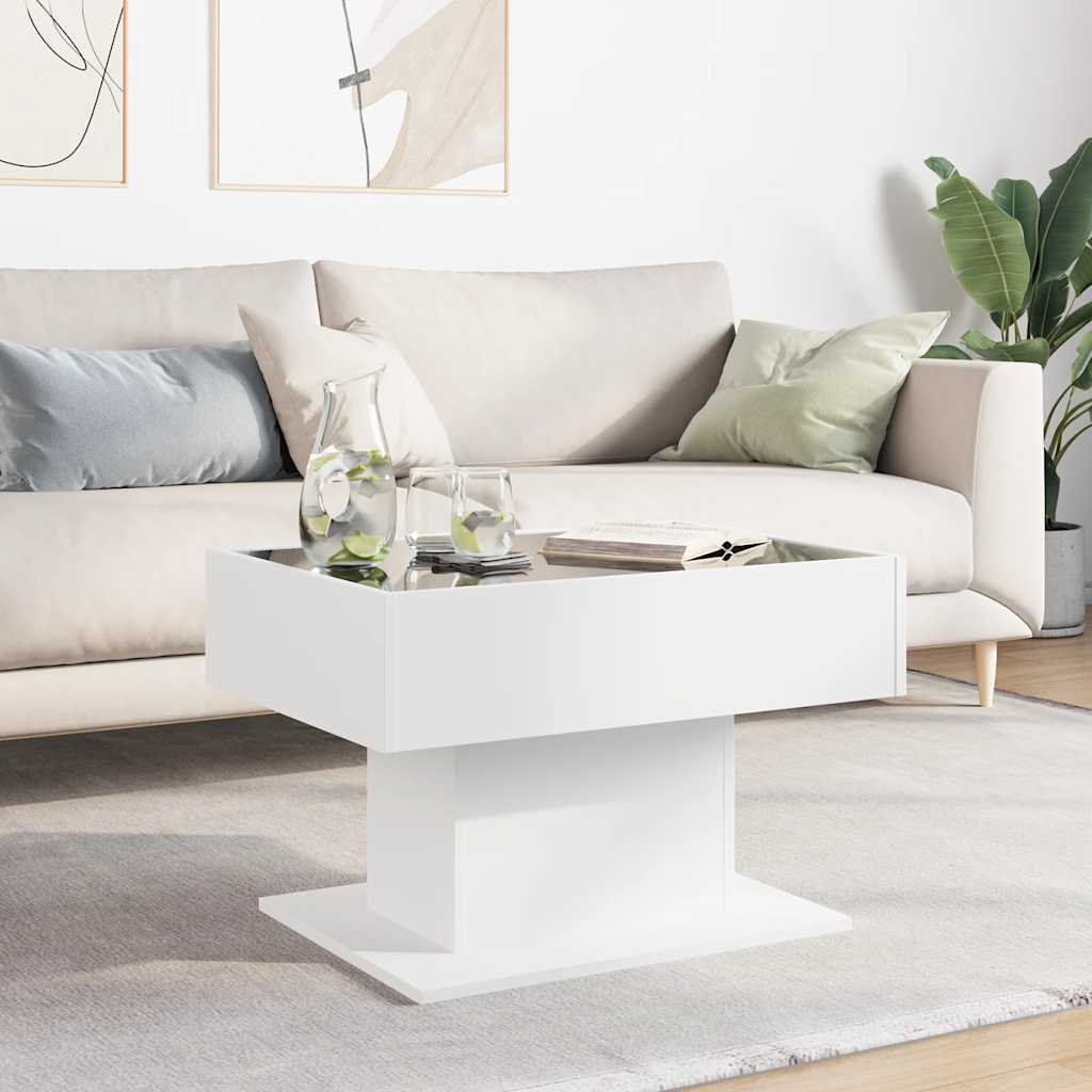 vidaXL LED-Couchtisch Weiß 70x50x45 cm Holzwerkstoff