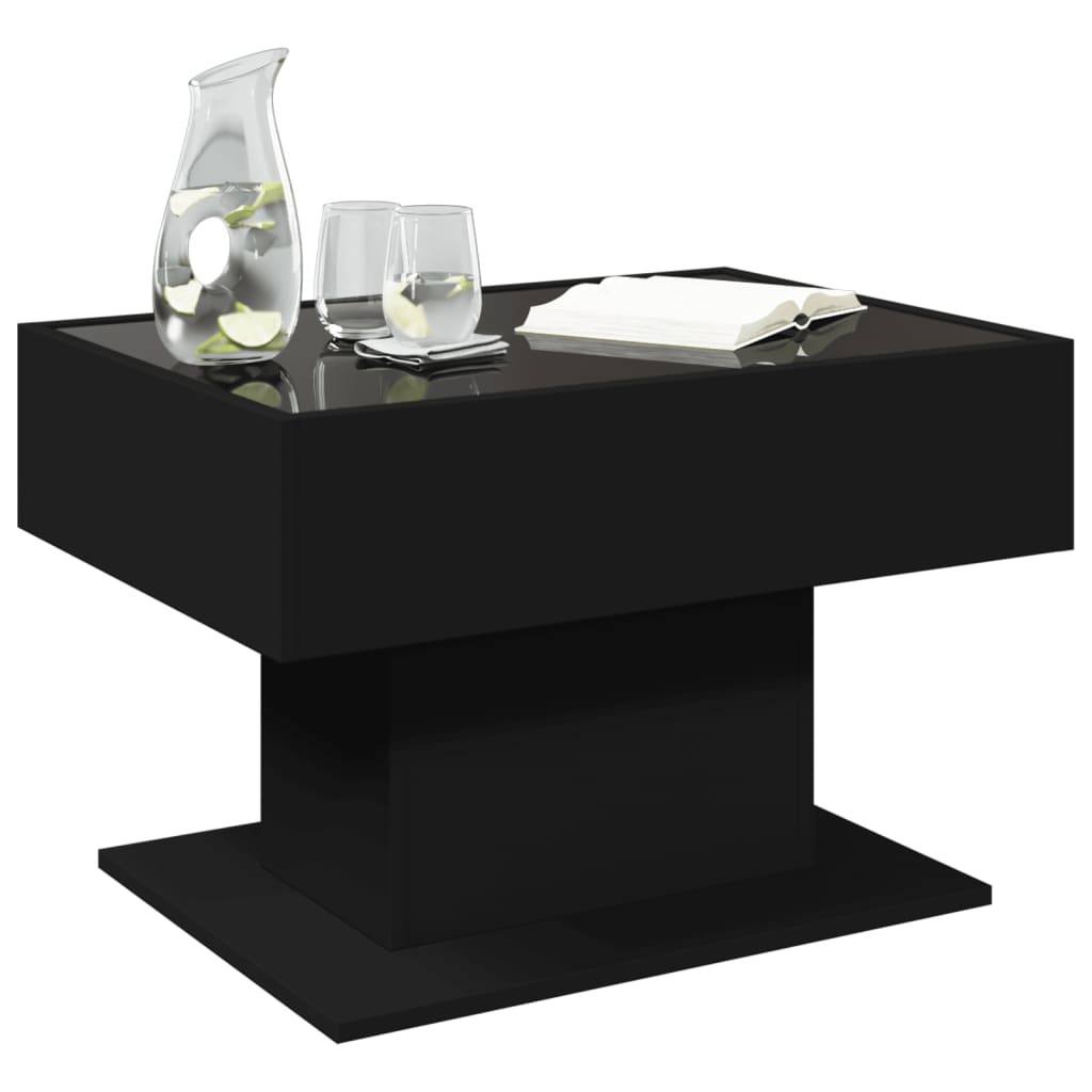vidaXL LED-Couchtisch Schwarz 70x50x45 cm Holzwerkstoff