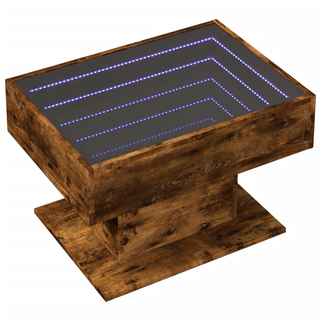 vidaXL LED-Couchtisch Räuchereiche 70x50x45 cm Holzwerkstoff