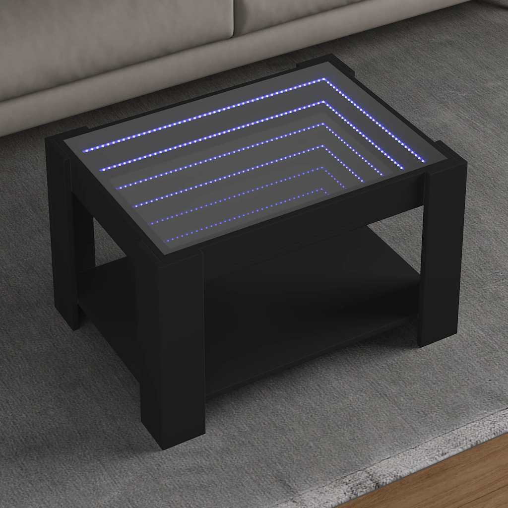 vidaXL LED-Couchtisch Schwarz 73x53x45 cm Holzwerkstoff