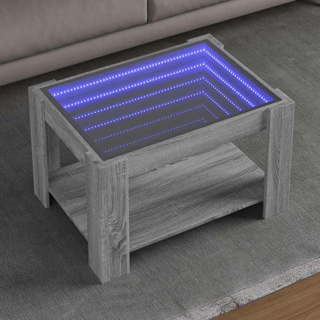 vidaXL LED-Couchtisch Grau Sonoma 73x53x45 cm Holzwerkstoff