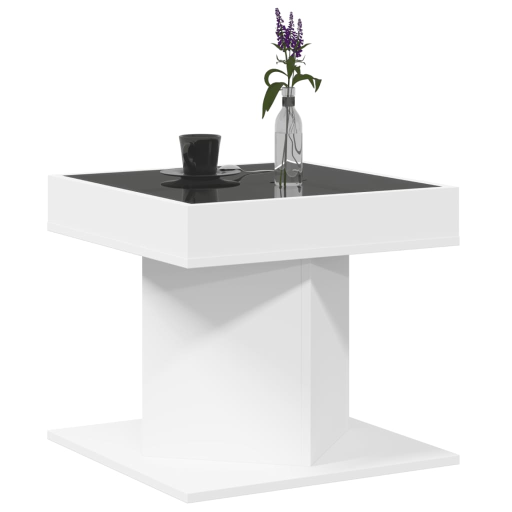 vidaXL LED-Couchtisch Weiß 50x50x45 cm Holzwerkstoff