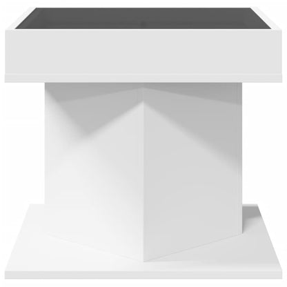 vidaXL LED-Couchtisch Weiß 50x50x45 cm Holzwerkstoff