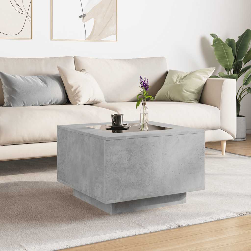 vidaXL LED-Couchtisch Betongrau 60x60x40 cm Holzwerkstoff