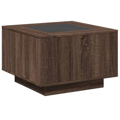 vidaXL LED-Couchtisch Braun Eichen-Optik 60x60x40 cm Holzwerkstoff