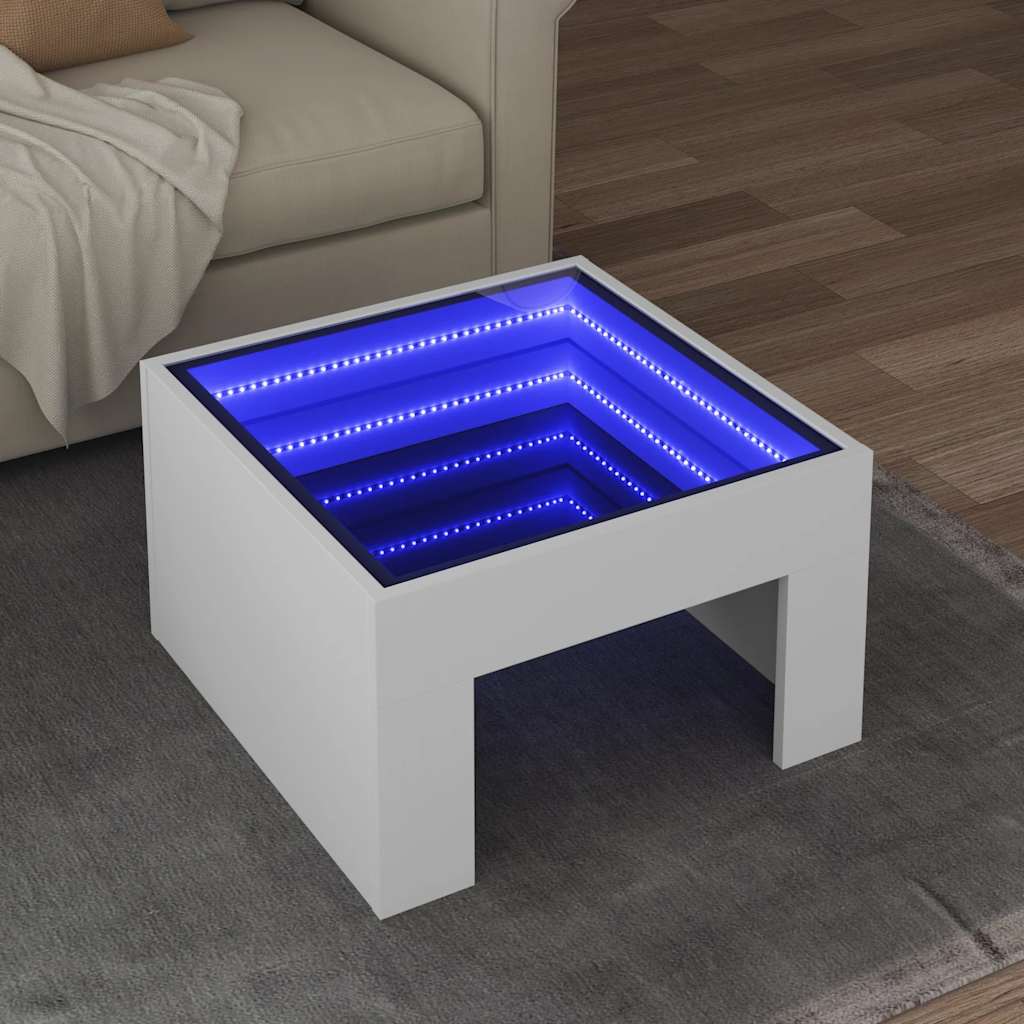 vidaXL Couchtisch mit Infinity-LED Weiß 50x50x30 cm
