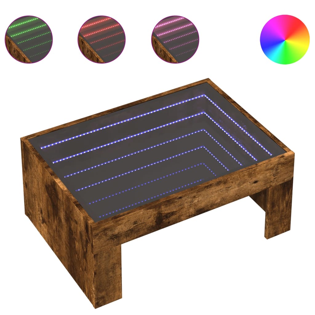 vidaXL Couchtisch mit Infinity-LED Räuchereiche 70x50x30 cm