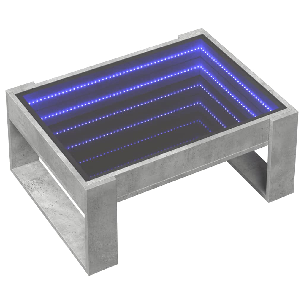 vidaXL Table basse avec LED Infinity Gris béton 70x53x30 cm