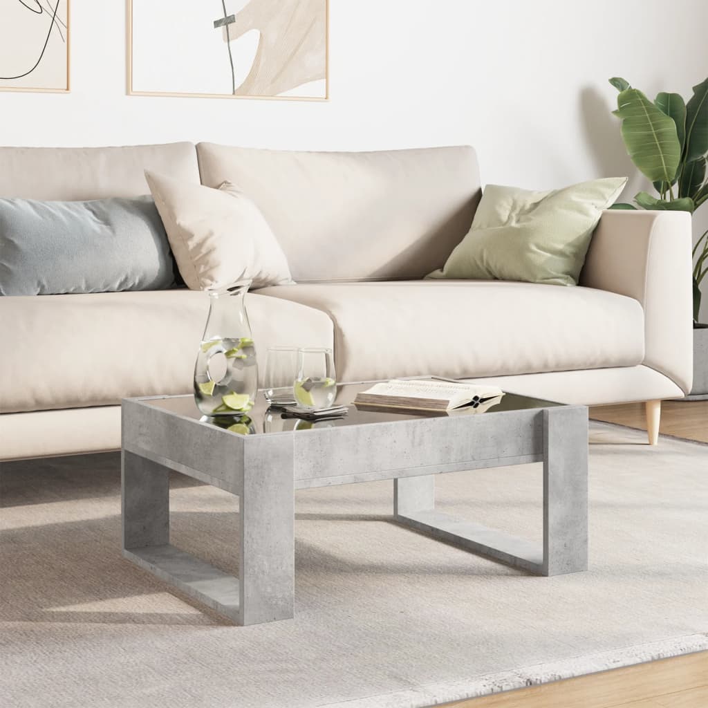 vidaXL Table basse avec LED Infinity Gris béton 70x53x30 cm
