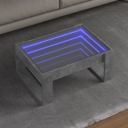 vidaXL Table basse avec LED Infinity Gris béton 70x53x30 cm