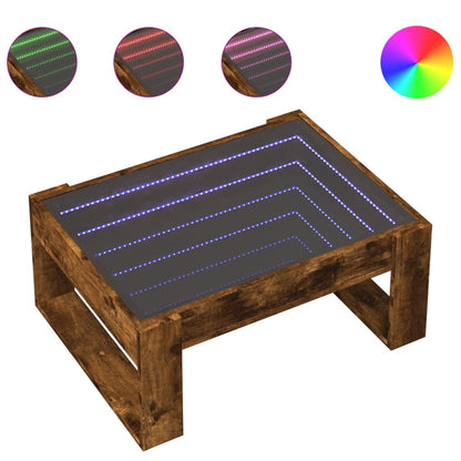 vidaXL Table basse avec LED Infinity chêne fumé 70x53x30 cm