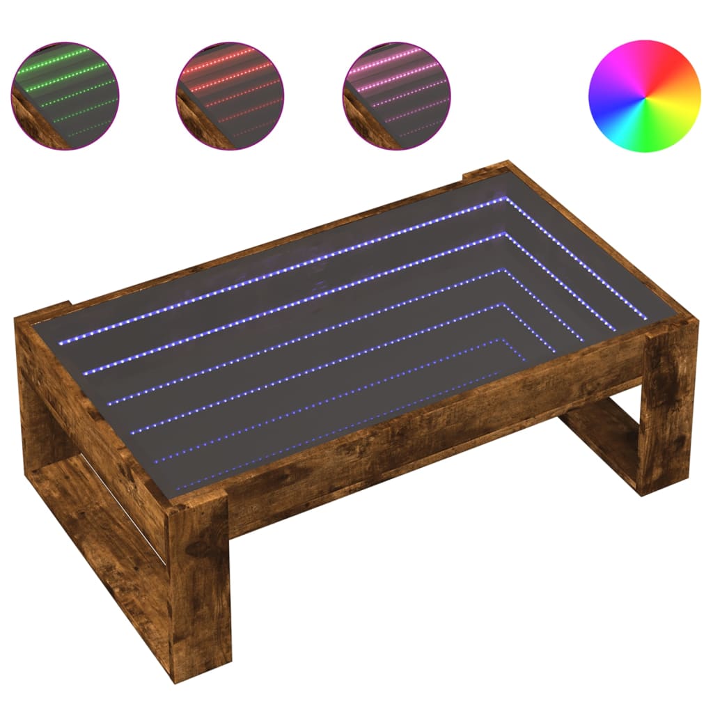 vidaXL Couchtisch mit Infinity-LED Räuchereiche 90x53x30 cm