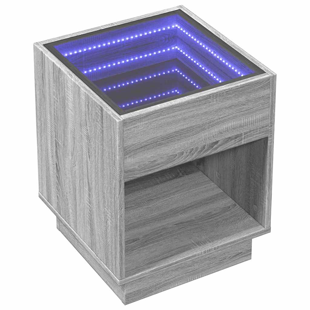 vidaXL Table basse à LED Infinity Gris Sonoma 40x40x50 cm