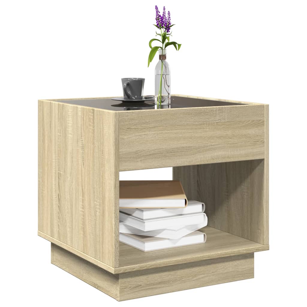 vidaXL Couchtisch mit Infinity-LED Sonoma-Eiche 50x50x50 cm