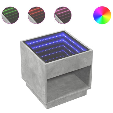 vidaXL Couchtisch mit Infinity-LED Betongrau 50x50x50 cm