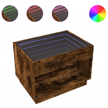 vidaXL Table basse avec LED Infinity chêne fumé 70x50x50 cm