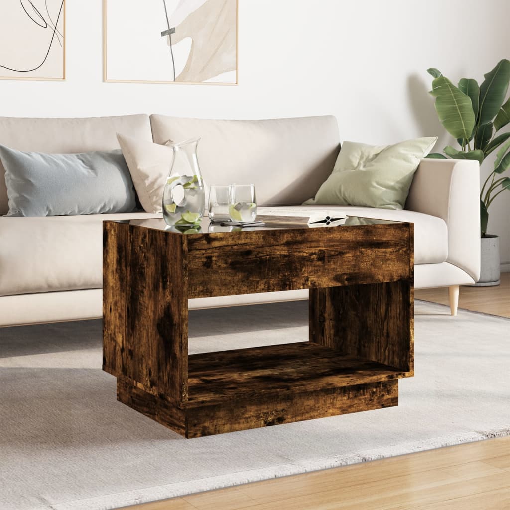 vidaXL Table basse avec LED Infinity chêne fumé 70x50x50 cm