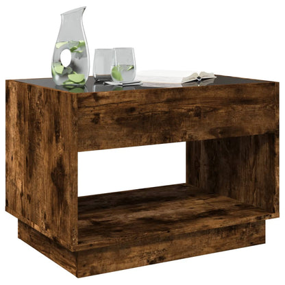 vidaXL Table basse avec LED Infinity chêne fumé 70x50x50 cm