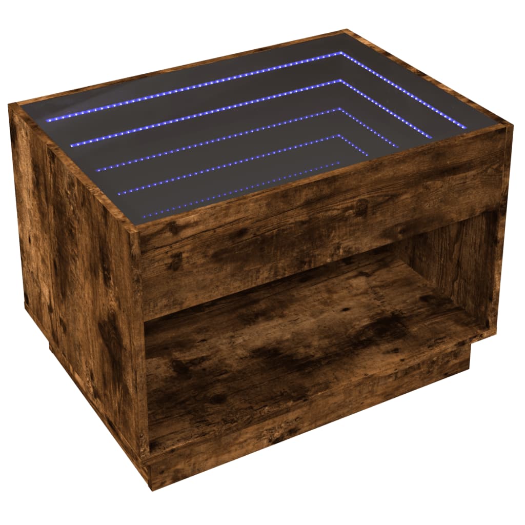 vidaXL Table basse avec LED Infinity chêne fumé 70x50x50 cm