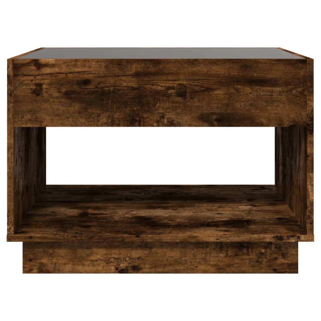 vidaXL Table basse avec LED Infinity chêne fumé 70x50x50 cm