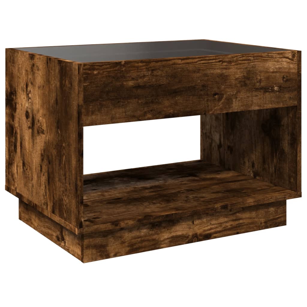 vidaXL Table basse avec LED Infinity chêne fumé 70x50x50 cm
