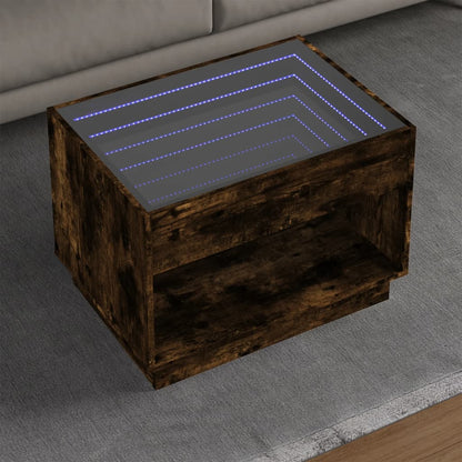 vidaXL Table basse avec LED Infinity chêne fumé 70x50x50 cm