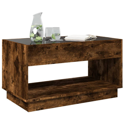 vidaXL Table basse avec LED infini Chêne fumé 90x50x50 cm