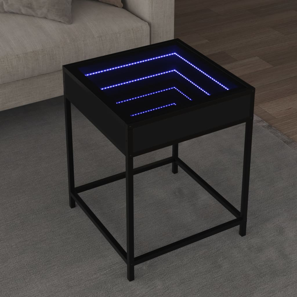 vidaXL Couchtisch mit Infinity-LED Schwarz 40x40x51 cm