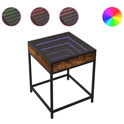 vidaXL Table basse chêne fumé LED Infinity 40x40x51 cm