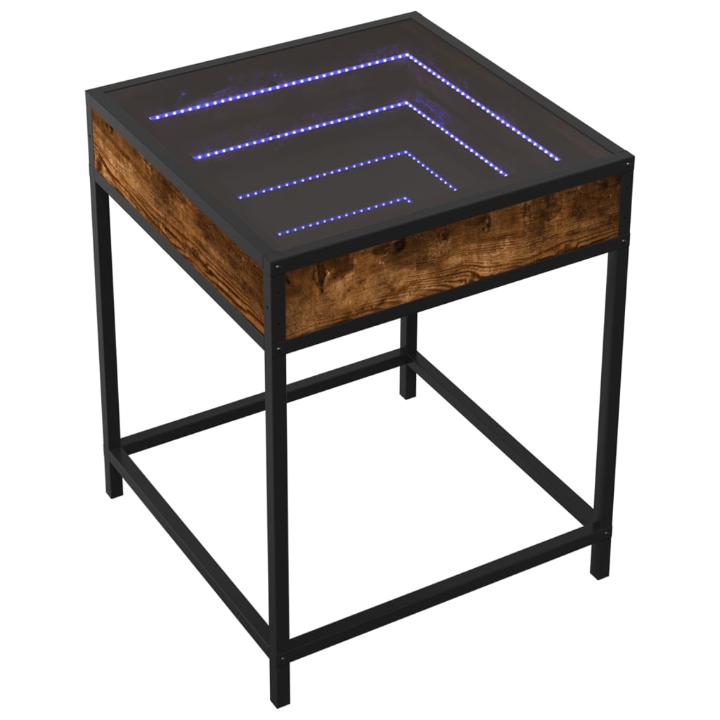 vidaXL Table basse chêne fumé LED Infinity 40x40x51 cm