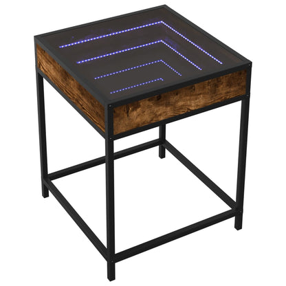 vidaXL Table basse chêne fumé LED Infinity 40x40x51 cm