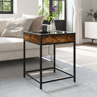 vidaXL Table basse chêne fumé LED Infinity 40x40x51 cm