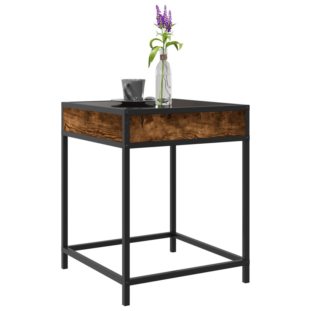 vidaXL Table basse chêne fumé LED Infinity 40x40x51 cm
