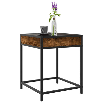 vidaXL Table basse chêne fumé LED Infinity 40x40x51 cm