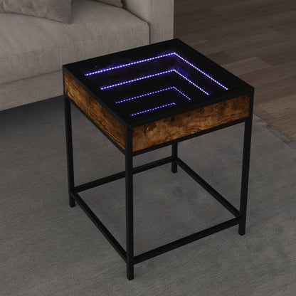 vidaXL Table basse chêne fumé LED Infinity 40x40x51 cm