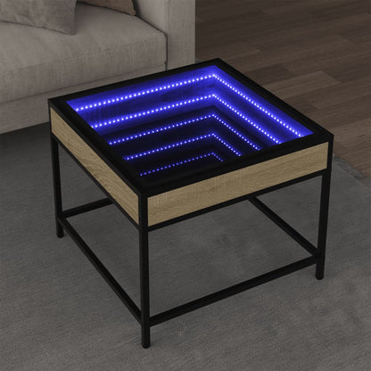 vidaXL Table basse avec LED infini Chêne Sonoma 50x50x41 cm