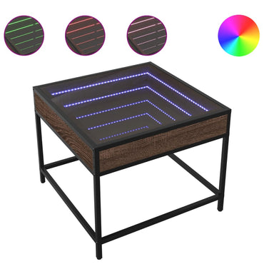 vidaXL Couchtisch mit Infinity-LED Braun Eichen-Optik 50x50x41 cm