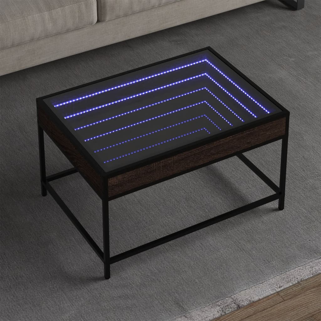 vidaXL Couchtisch mit Infinity-LED Braun Eichen-Optik 70x50x41 cm