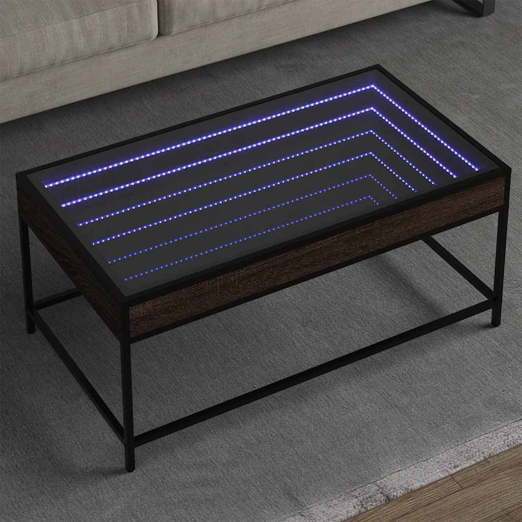 vidaXL Couchtisch mit Infinity-LED Braun Eichen-Optik 90x50x41 cm