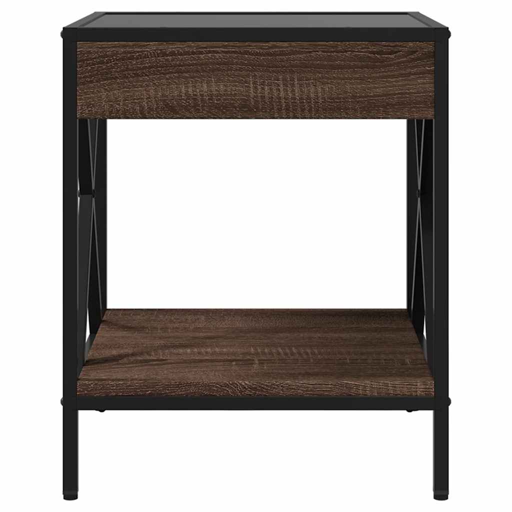 vidaXL Couchtisch mit Infinity-LED Braun Eichen-Optik 40x40x49 cm
