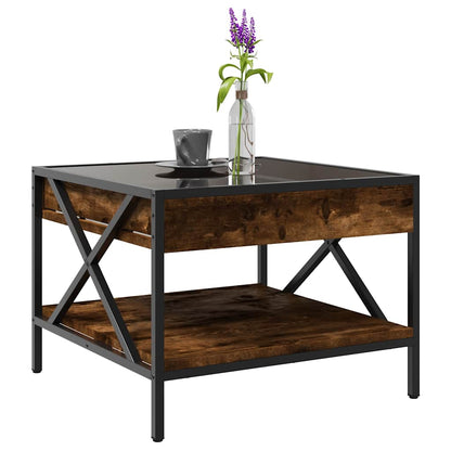 vidaXL Table basse à LED effet infini chêne fumé 50x50x38 cm