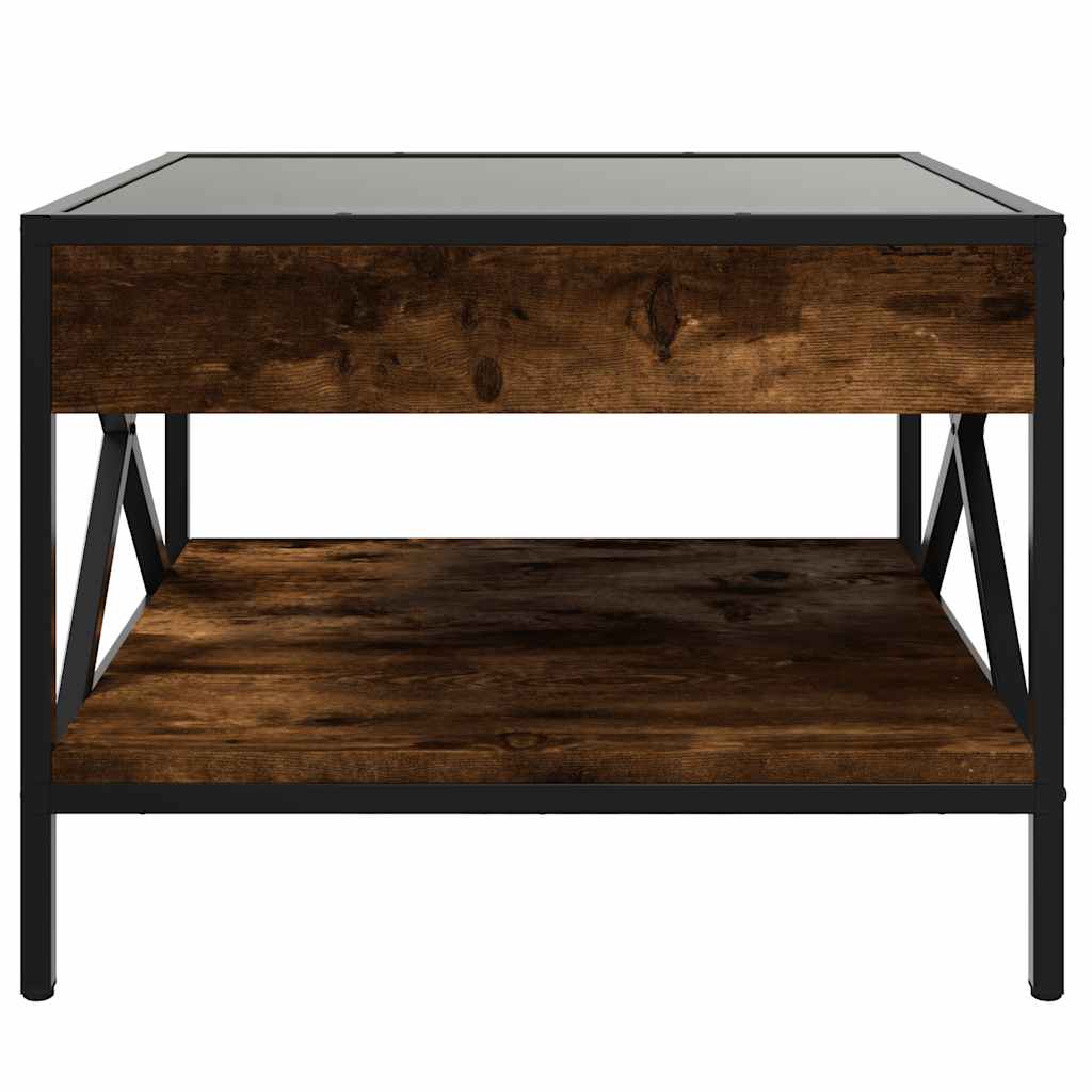 vidaXL Table basse à LED effet infini chêne fumé 50x50x38 cm