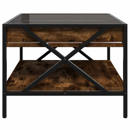 vidaXL Table basse à LED effet infini chêne fumé 50x50x38 cm