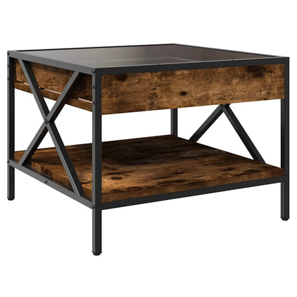 vidaXL Table basse à LED effet infini chêne fumé 50x50x38 cm