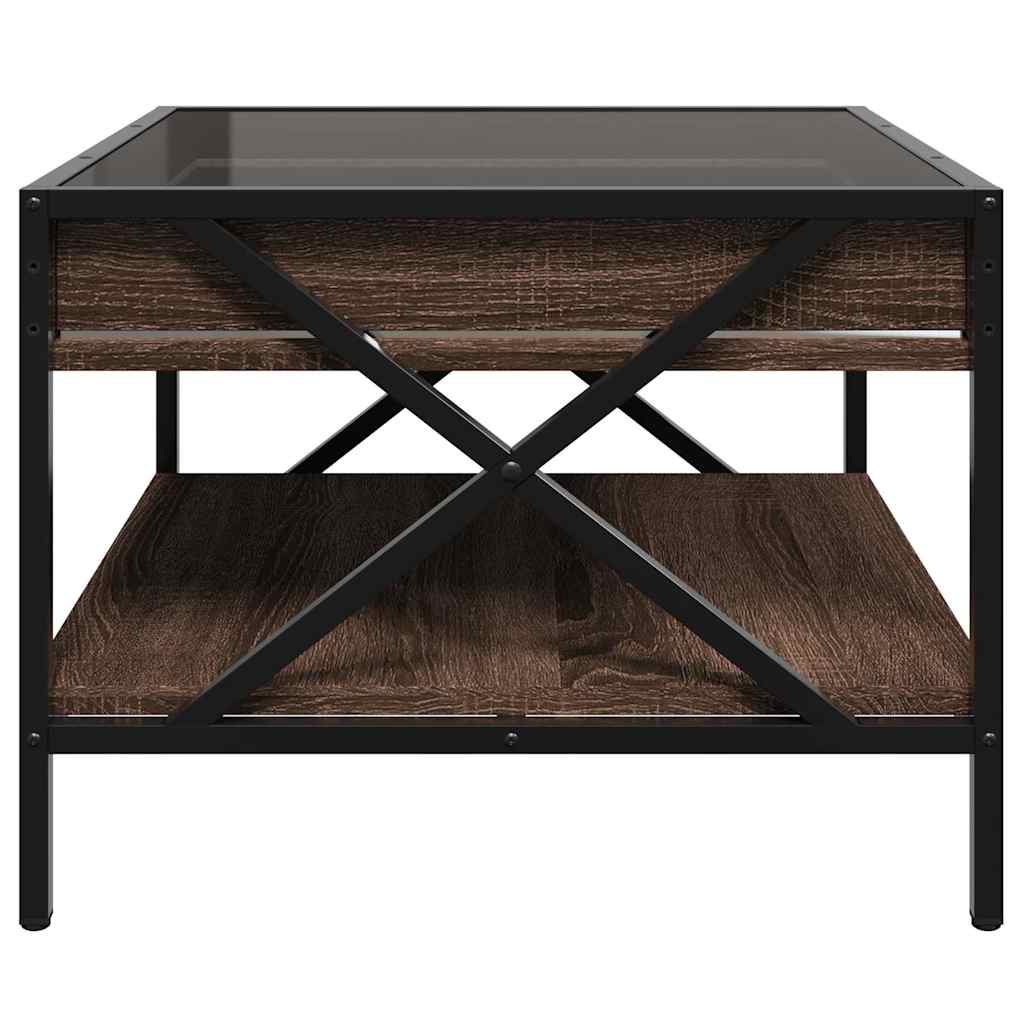 vidaXL Table basse avec LED Infinity aspect chêne marron 50x50x38 cm