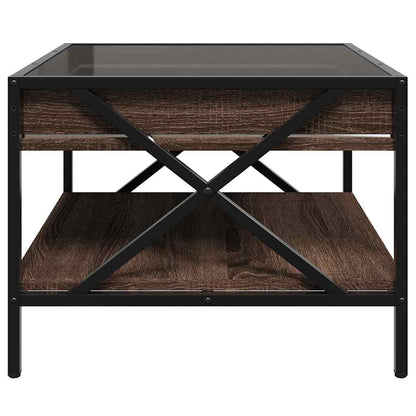 vidaXL Table basse avec LED Infinity aspect chêne marron 50x50x38 cm