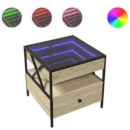 vidaXL Couchtisch mit Infinity-LED Sonoma-Eiche 50x50x51 cm