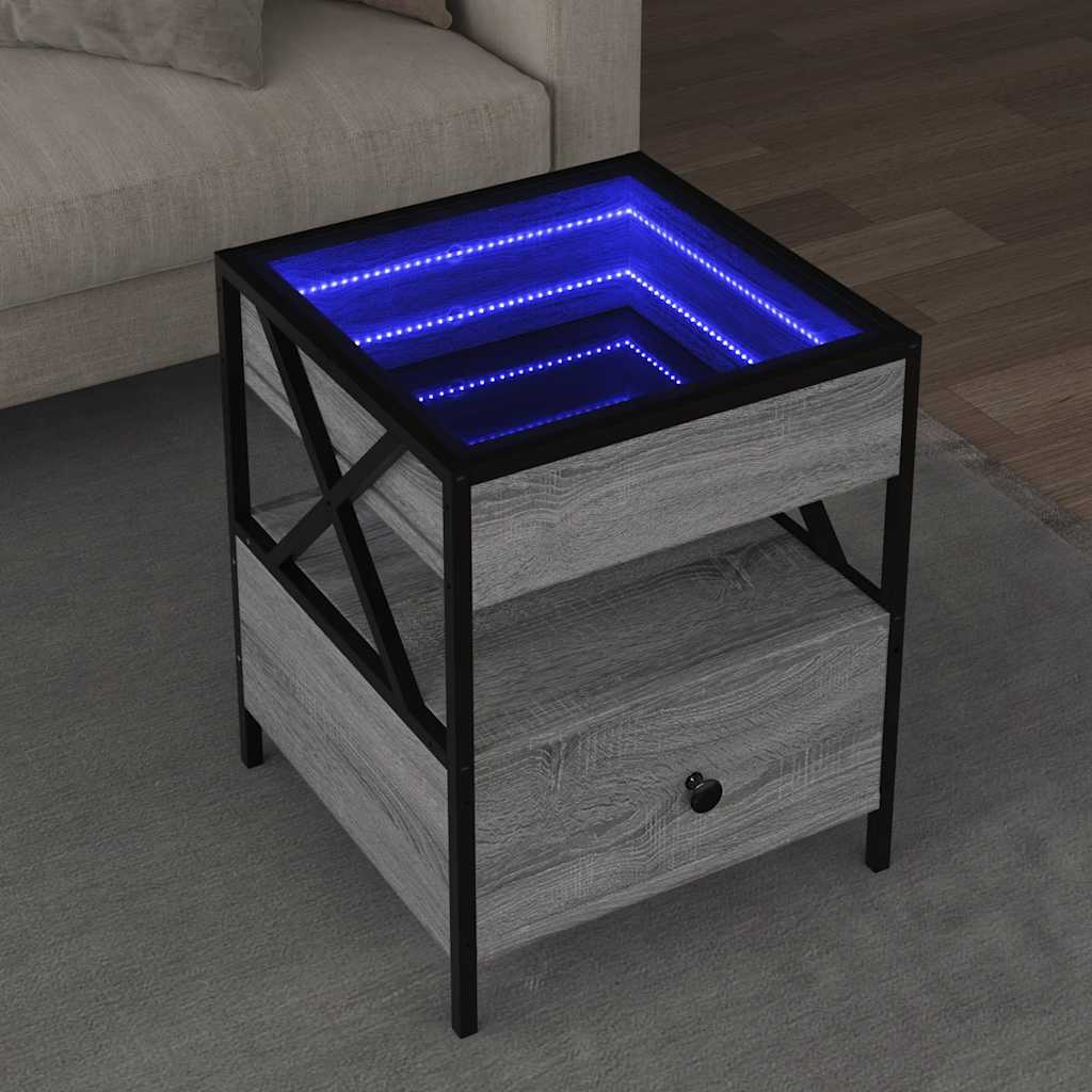 vidaXL Couchtisch mit Infinity-LED Grau Sonoma 40x40x51 cm