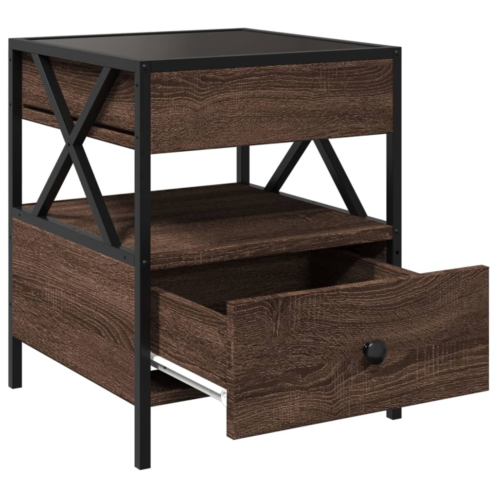 vidaXL Couchtisch mit Infinity-LED Braun Eichen-Optik 40x40x51 cm